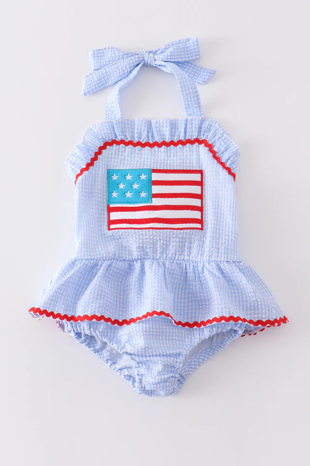 Abby & Evie One Piece American Flag Swimsuit