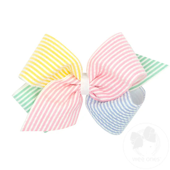 Wee Ones Bow Color Block Seersucker