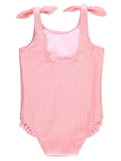 RuffleButts One Piece Pink Tie Shoulder