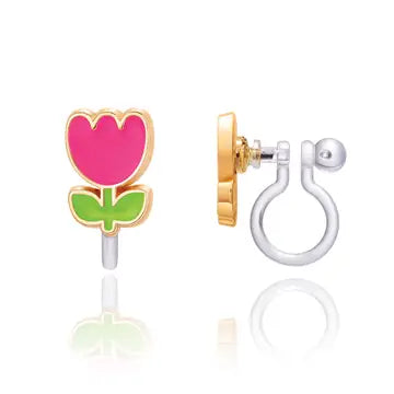 Girl Nation Clip On Tiny Tulip Earrings