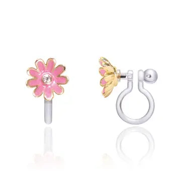 Girl Nation Clip On Pink Daisy Earrings