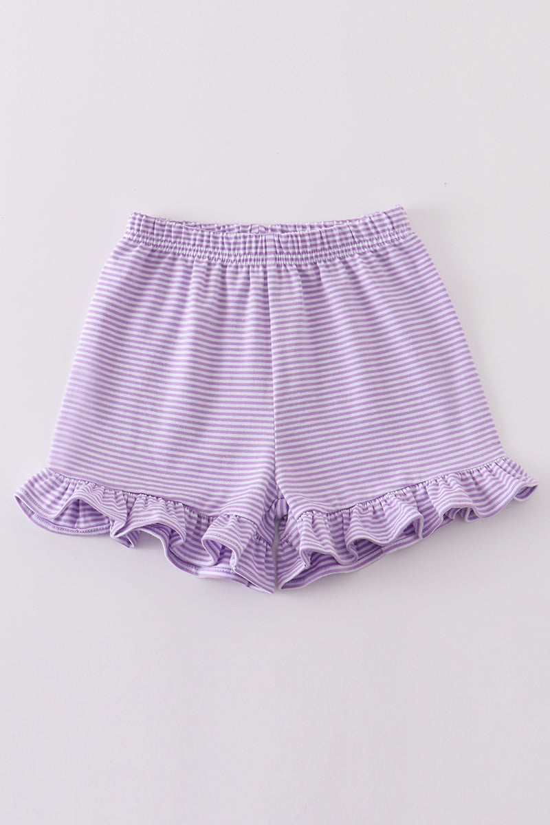 Abby & Evie Purple Ruffle Top + Stripe Short