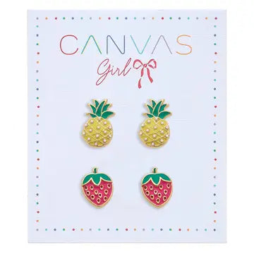 Canvas Style Strawberry & Pineapple Earrings