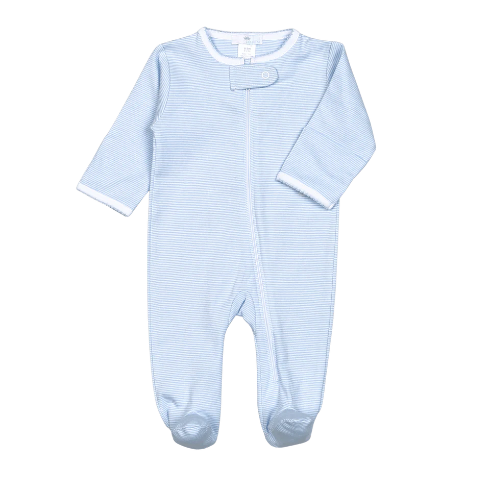 Baby Loren Blue Tiny Stripe Footie