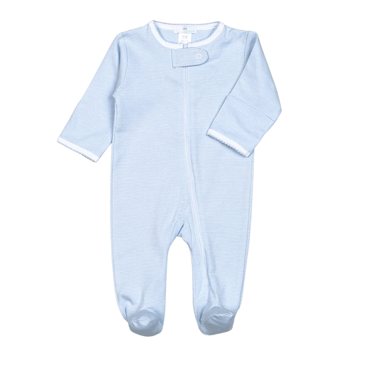 Baby Loren Blue Tiny Stripe Footie