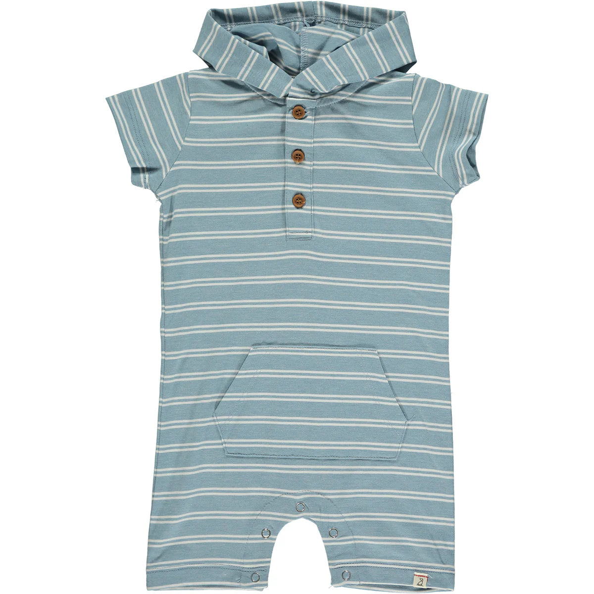 Me & Henry Blue/White Stripe Hooded Romper