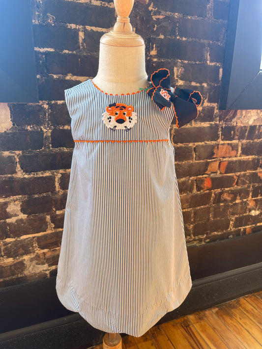 Krewe Kids Navy Tiger Ric Rac Scallop Dress