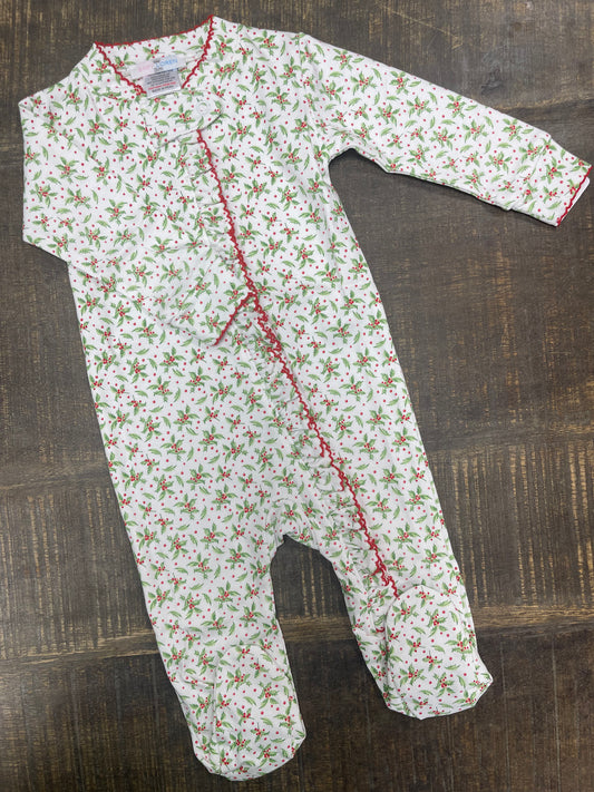 Baby Loren Christmas Garland Pima Zipper Footie