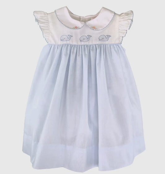 Shadow-Stitched Whale Dress w/Bloomers