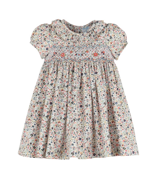 Luli & Me Majestic Floral Smock Dress