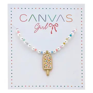 Canvas Style Beaded Pearl Light Pink Necklace