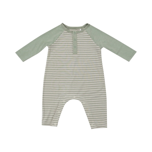 Angel Dear Bamboo Desert Sage Stripe Henley Romper