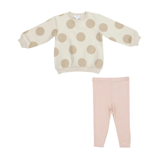 Angel Dear French Terry Beige Dot Sweatshirt & Leggings