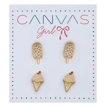 Canvas Style Popsicle & Ice Cream Earrings