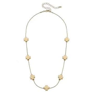 Canvas Style Gold Cross Necklace