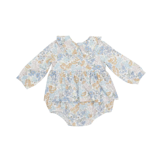 Angel Dear Edith's Floral Ruffle Peter Pan Collar Bubble w/ Skirt