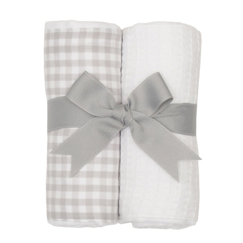 3 Marthas Gray Check Burp Cloth Set