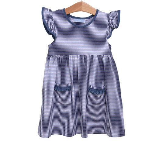 Trotter Street Kids Striped Dress - Blue