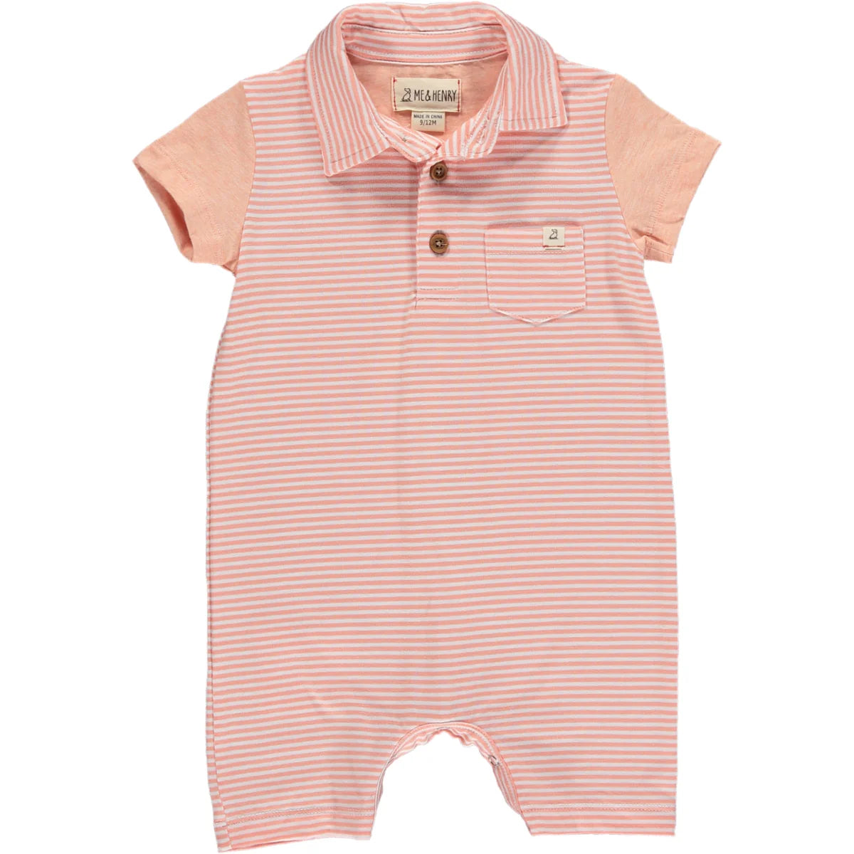 Me & Henry Peach/White Stripe Romper