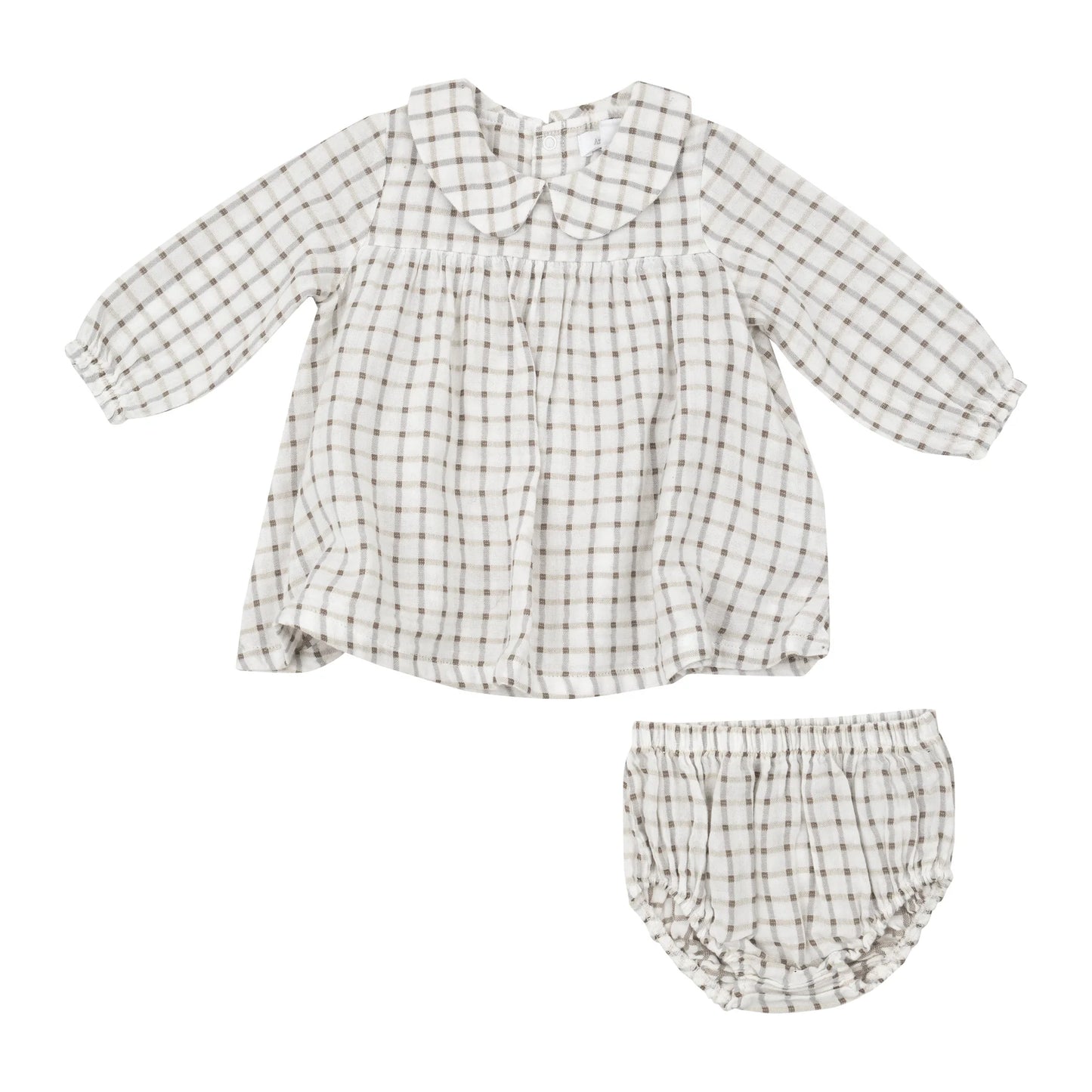 Angel Dear Cozy Plaid Peter Pan Collar Dress & Diaper Cover