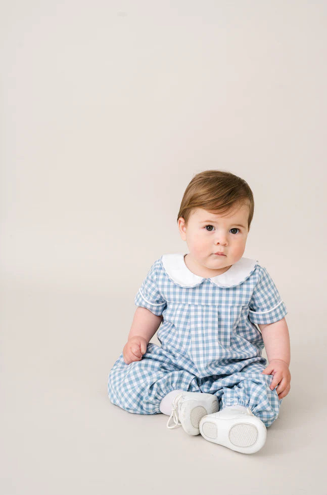 Lullaby Set Stone Blue Pleated Romper