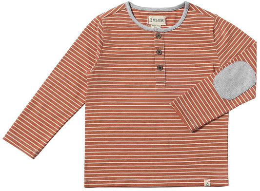 Me & Henry Rust/White Stripe Henley Shirt