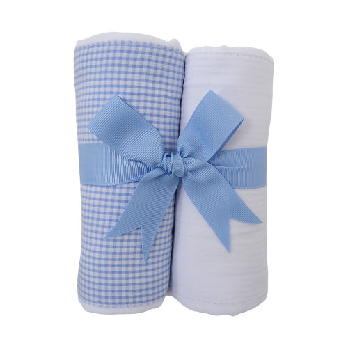 3 Marthas Small Blue Check Burp Cloth Set