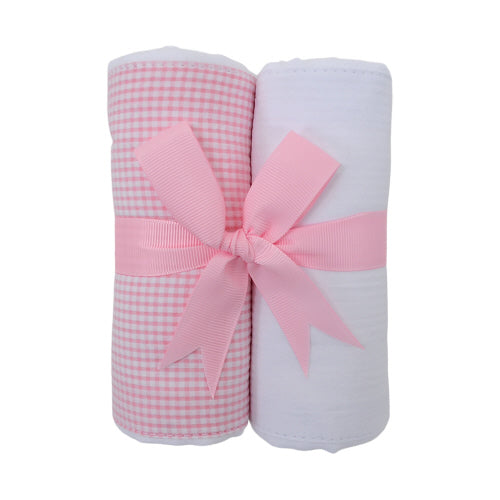 3 Marthas Small Pink Check Burp Cloth Set