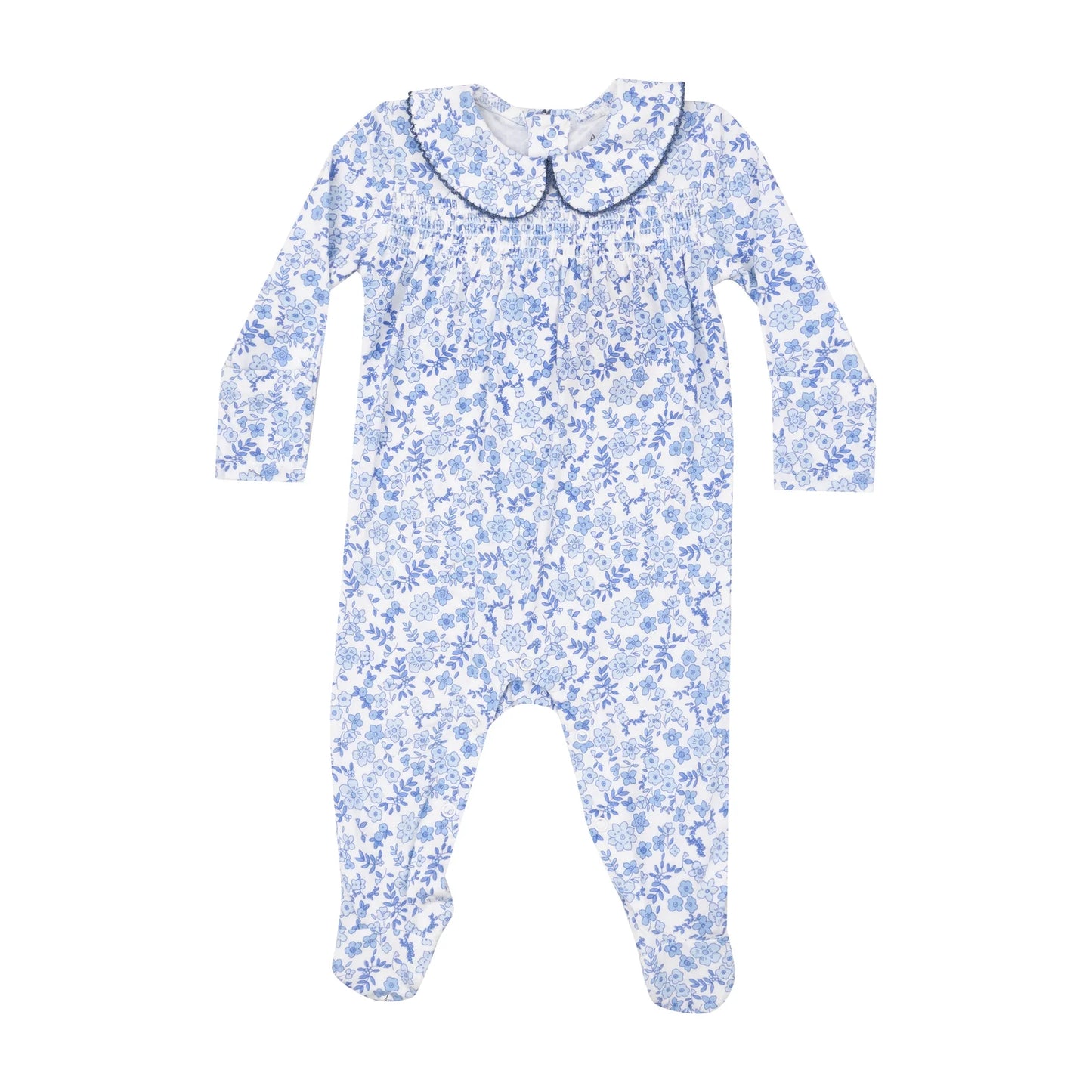 Angel Dear Blue Calico Floral Footie