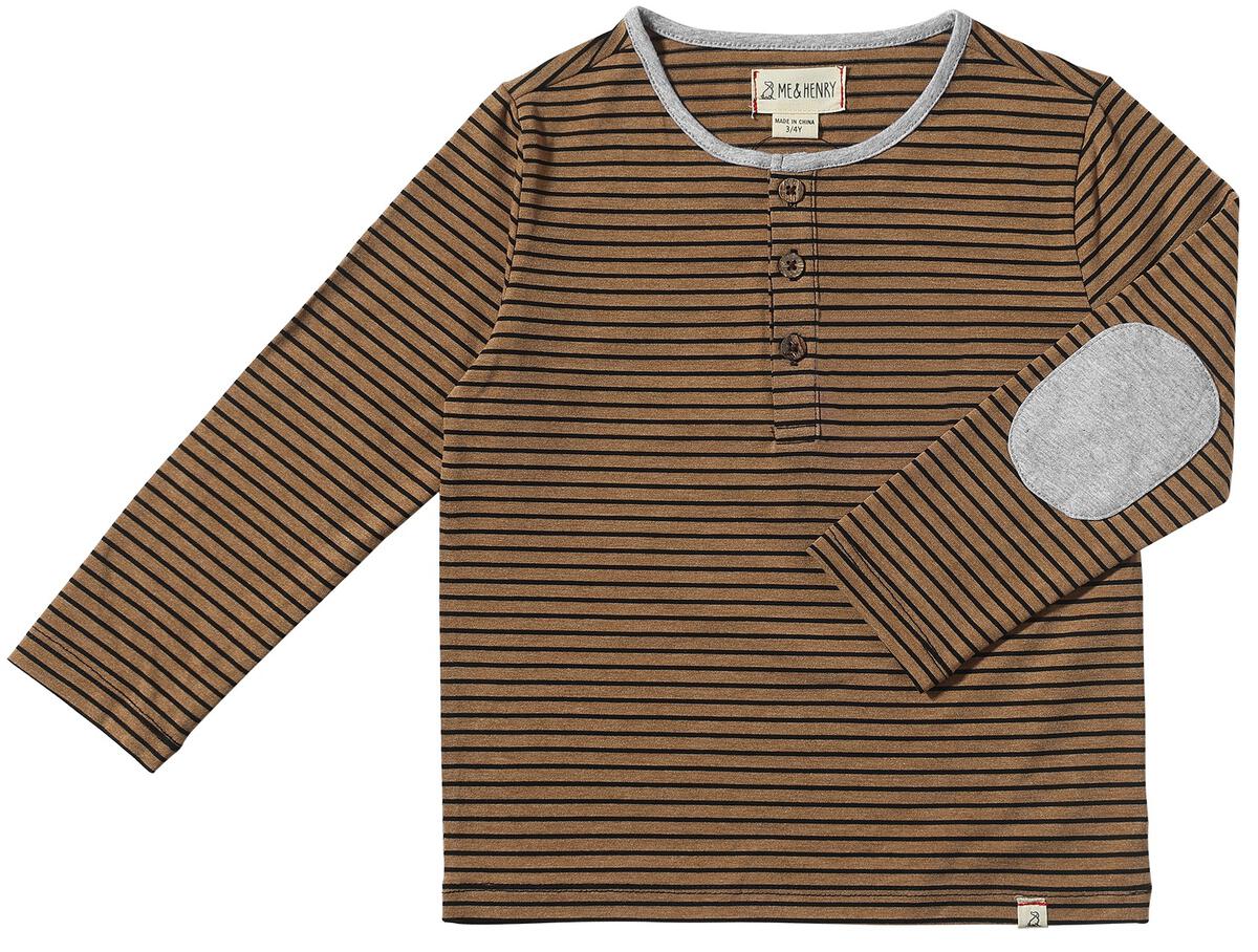 Me & Henry Tan/Black Stripe Henley Shirt